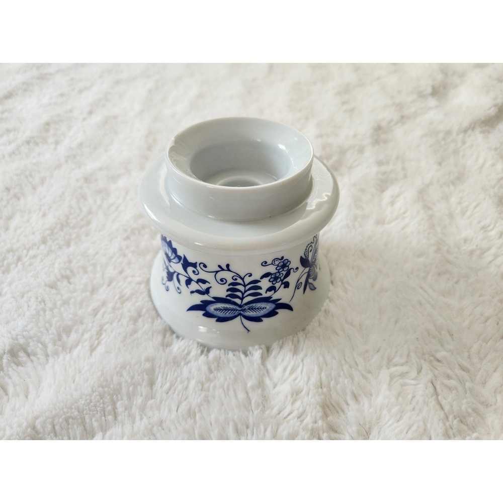Vintage Rauschert Bavarian Village Blue Onion Porcelain Candle Holder W. Germany